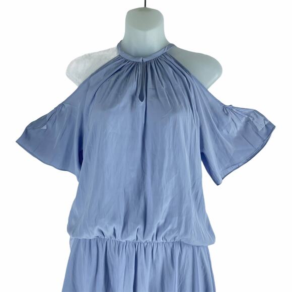 Ramy Brook Eileen Cold Shoulder Satin Mini Dress Light Blue Size S - Picture 3 of 12